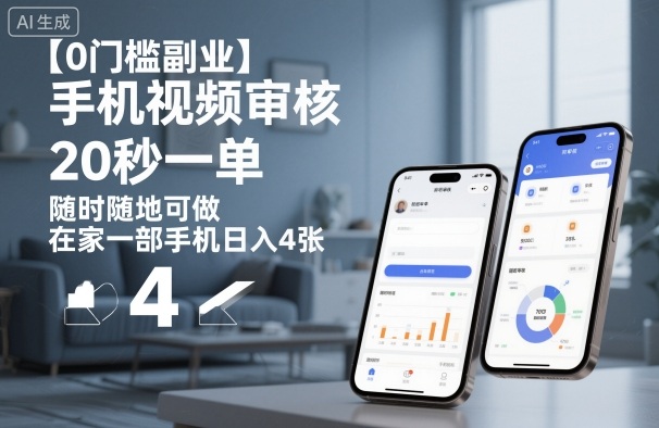 【0门槛副业】手机视频审核，20秒一单，随时随地可做，在家一部手机日入4张【揭秘】-课程网