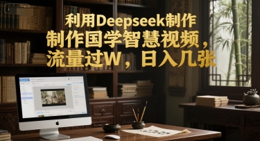 利用Deepseek制作国学智慧视频，流量过W，日入几张-课程网