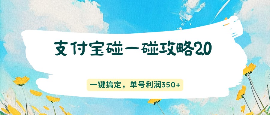 支付宝碰一碰攻略2.0，一键搞定，单号利润350+-课程网