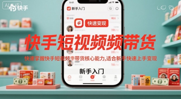 快手短视频带货，快速掌握快手短视频带货核心能力，适合新手快速上手变现-课程网