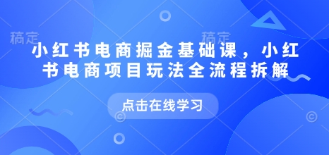 小红书电商掘金课，小红书电商项目玩法全流程拆解（更新9月）-课程网