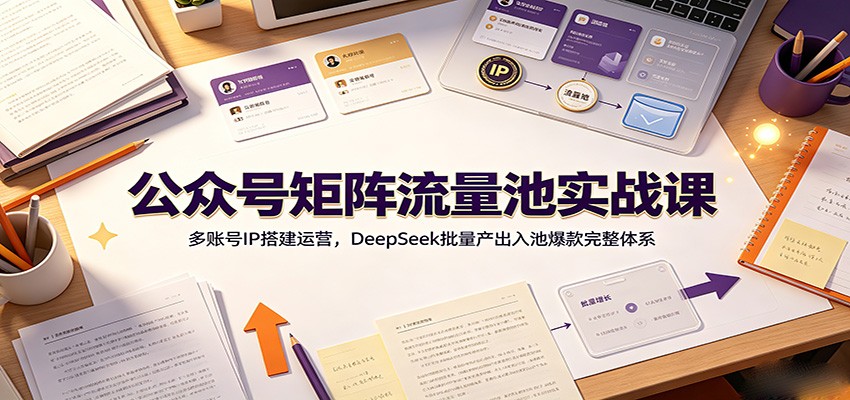 公众号矩阵流量池实战课：多账号IP搭建运营，DeepSeek批量产出入池爆款完整体系-课程网