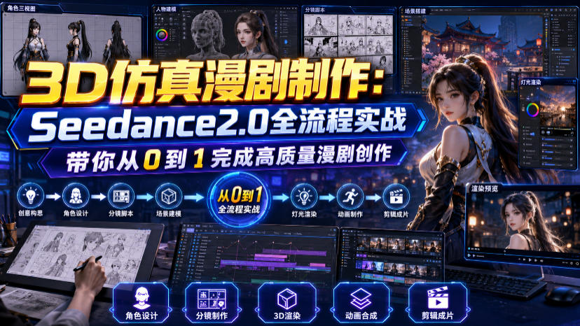 3D仿真漫剧制作：Seedance2.0全流程实战，带你从0到1完成高质量漫剧创作-课程网