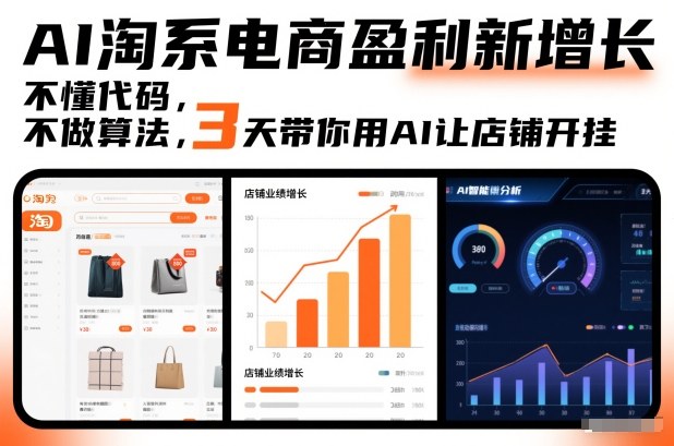 AI淘系电商盈利新增长，不懂代码，不做算法，3天带你用AI让店铺开挂-课程网