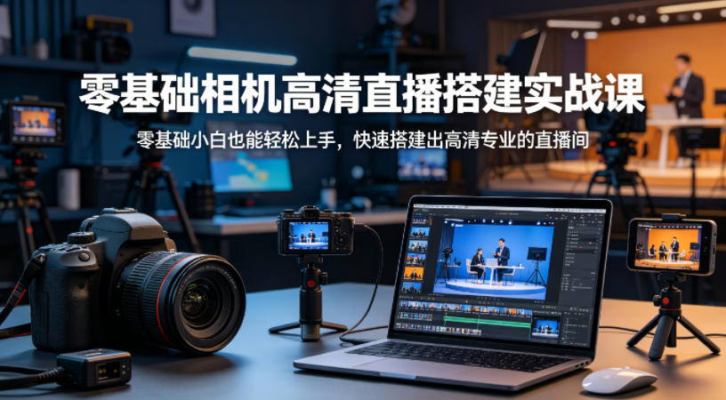 零基础相机高清直播间搭建实战课，小白也能轻松上手，快速搭建出高清专业的直播间-课程网