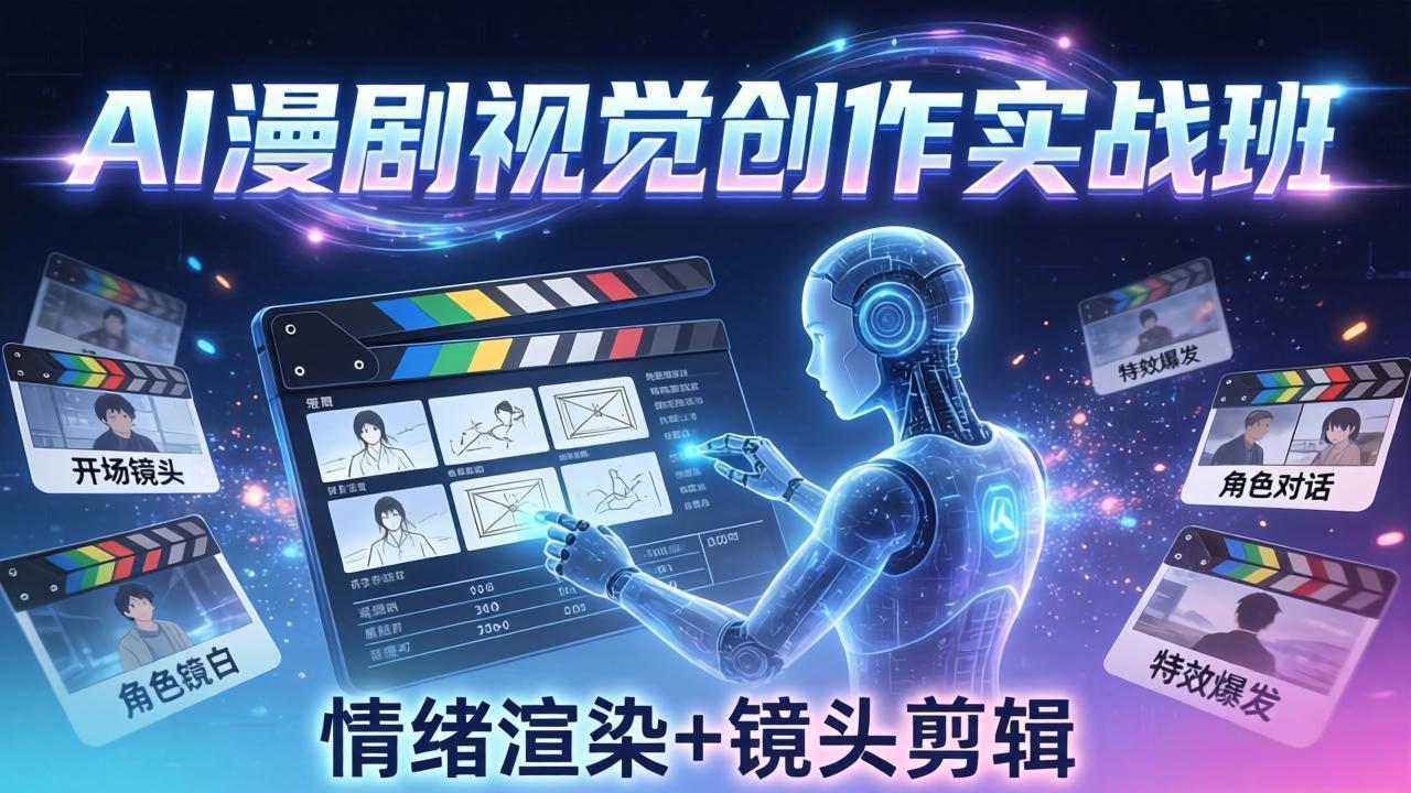 AI漫剧视觉导演思维实战班，从脚本到成片全掌握，分镜设计情绪渲染一站学会-课程网
