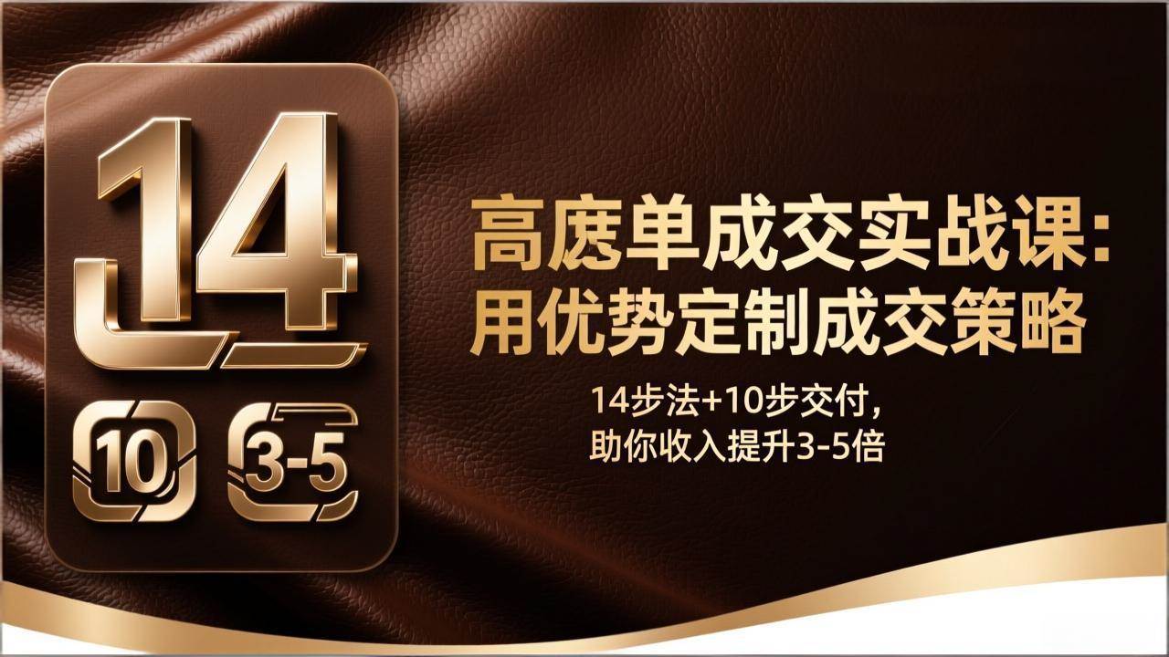 （17572期）高客单成交实战课：用优势定制成交策略，14步法+10步交付，助你收入提升3-5倍-课程网
