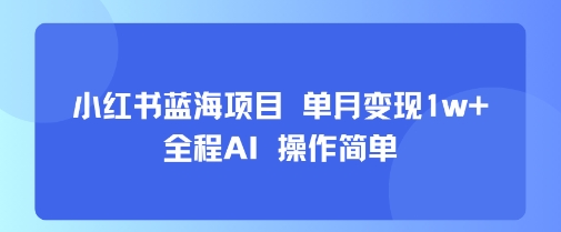 小红书蓝海项目 单月变现1w+ 全程AI 操作简单-课程网