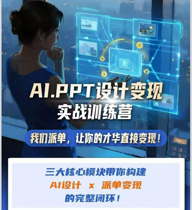 AI+PPT设计变现实战训练营，我们派单，让你的才华直接变现，三大核心模块带你构建Al设计x派单变现的完整闭环-课程网