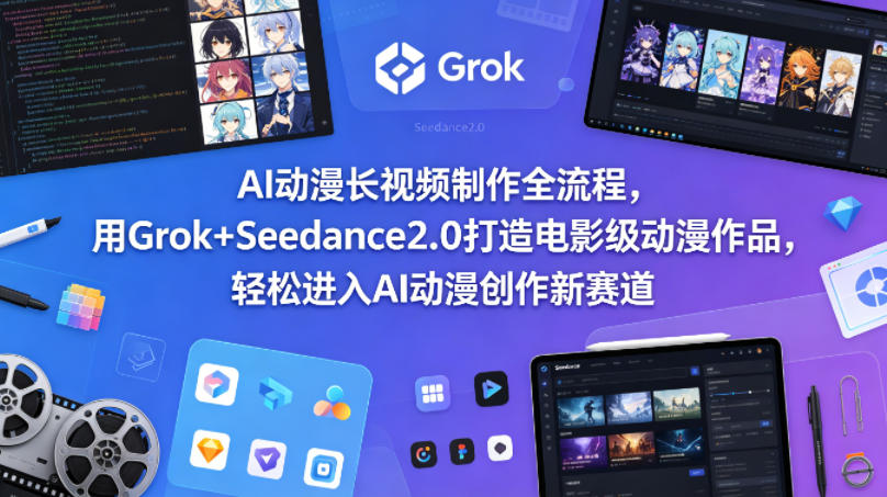 AI动漫长视频制作全流程，用Grok+Seedance2.0打造电影级动漫作品，轻松进入AI动漫创作新赛道-课程网