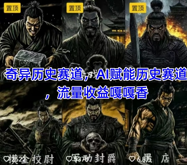 抖音奇异历史赛道，AI赋能历史赛道，流量收益嘎嘎香，狂撸伙伴计划-课程网