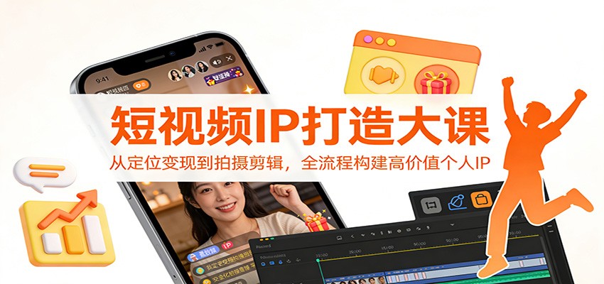 短视频IP打造大课：从定位变现到拍摄剪辑，全流程构建高价值个人IP-课程网