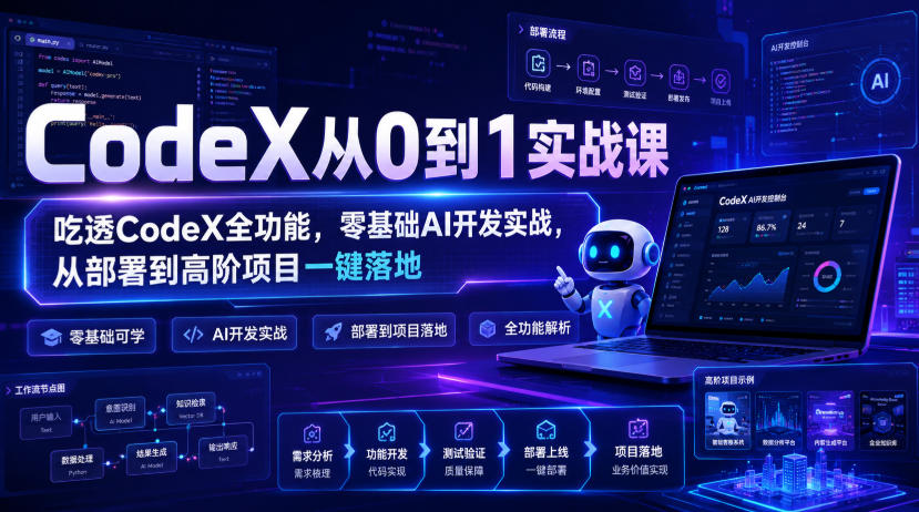 CodeX从0到1实战课，吃透CodeX全功能，零基础AI开发实战，从部署到高阶项目一键落地-课程网