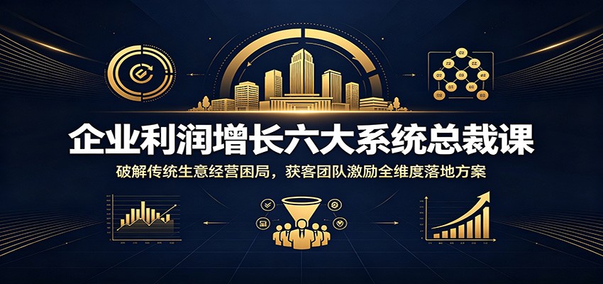 企业利润增长六大系统总裁课：破解传统生意经营困局，获客团队激励全维度落地方案-课程网
