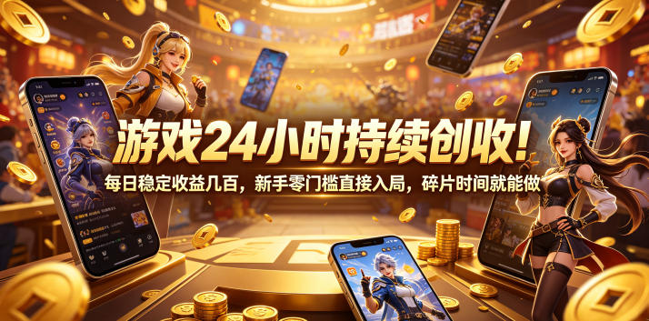 游戏24小时持续创收！每日稳定收益几百，新手零门槛直接入局，碎片时间就能做【揭秘】-课程网
