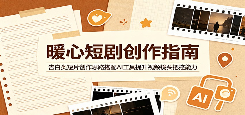 暖心短剧创作指南：告白类短片创作思路搭配AI工具提升视频镜头把控能力-课程网