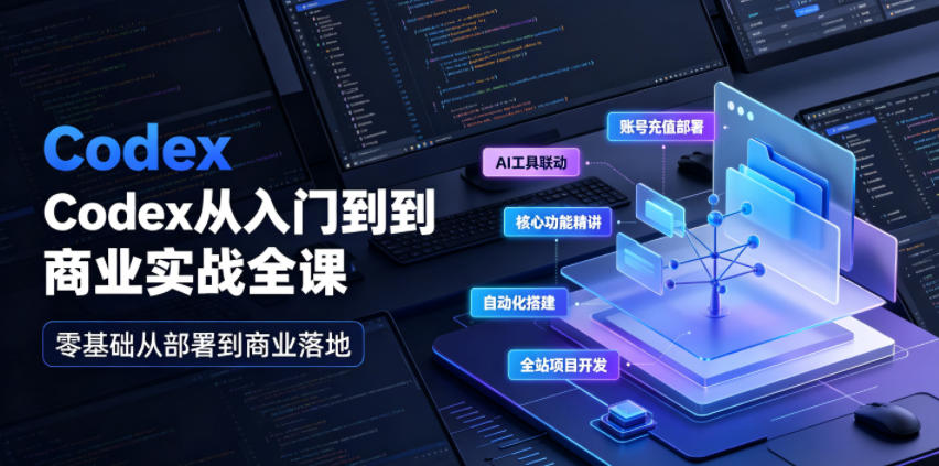Codex从入门到商业实战全课｜账号充值部署、AI工具联动、核心功能精讲、自动化搭建、全站项目开发零基础教程-课程网