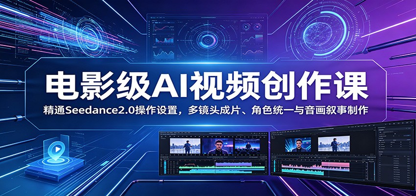 电影级AI视频创作课：精通Seedance2.0操作设置，多镜头成片、角色统一与音画叙事制作-课程网