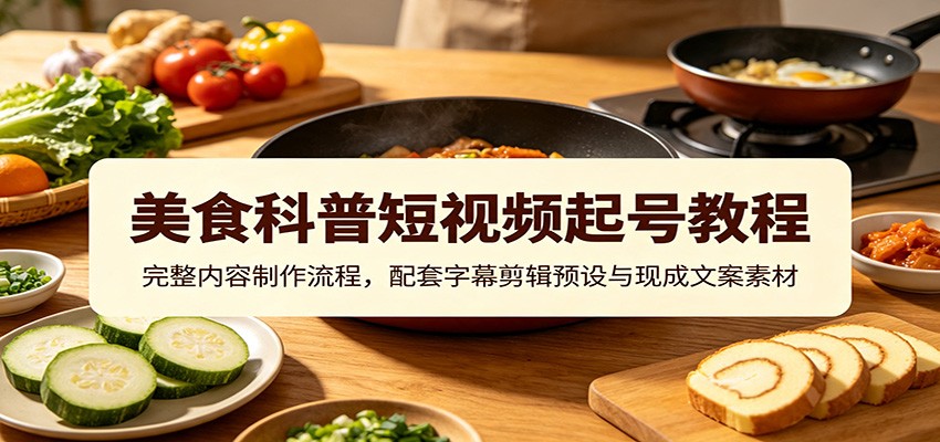 美食科普短视频起号教程：完整内容制作流程，配套字幕剪辑预设与现成文案素材-课程网