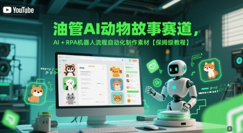 油管AI动物故事赛道，AI+RPA机器人流程自动化制作素材【保姆级教程】-课程网