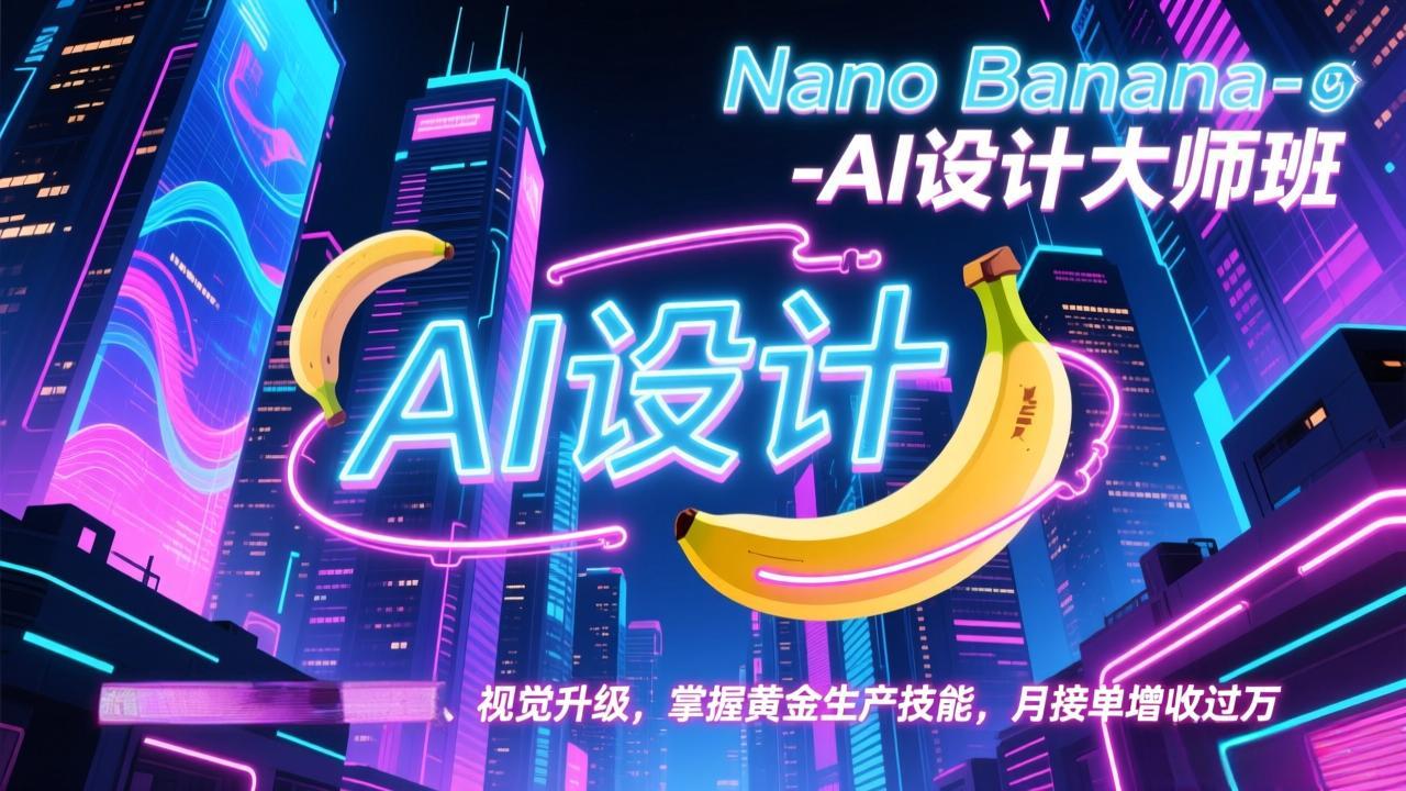 Nano Banana-AI设计大师班，修图合成、广告创作、视觉升级，掌握黄金生产技能，月接单增收过万-课程网