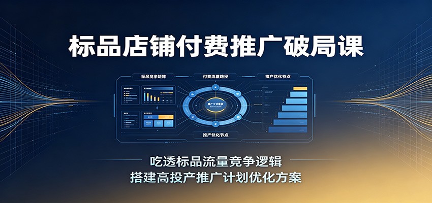 标品店铺付费推广破局课：吃透标品流量竞争逻辑，搭建高投产推广计划优化方案-课程网