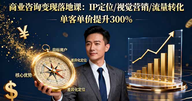 商业咨询变现落地课：IP定位/视觉营销/流量转化，单客单价提升300%-课程网