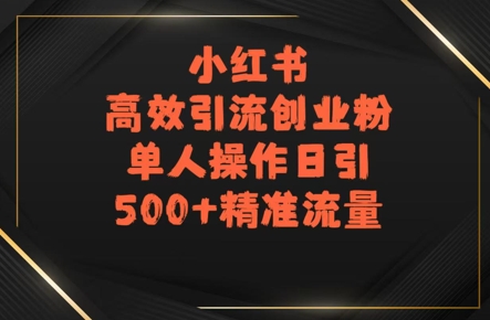 小红书高效引流创业粉,单人操作日引500+精准流量