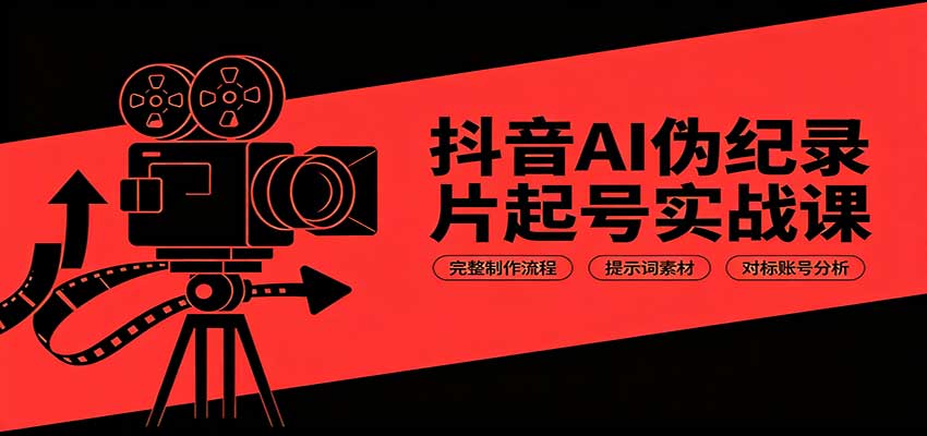 抖音AI伪纪录片起号实战课：完整制作流程，提示词素材，对标账号分析-课程网
