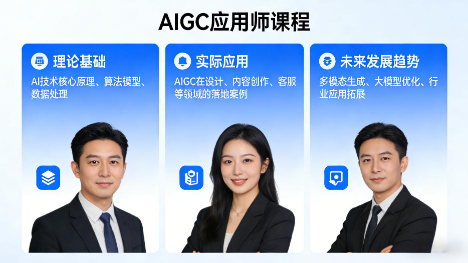 AIGC应用师课程，覆盖了AI技术的理论基础、实际应用、以及未来发展趋势-课程网