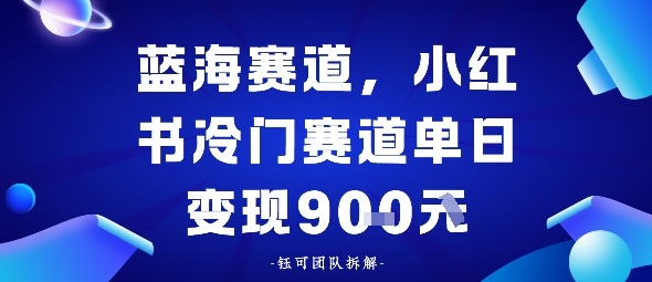 小红书冷门蓝海赛道，0成本，单日变现多张-课程网