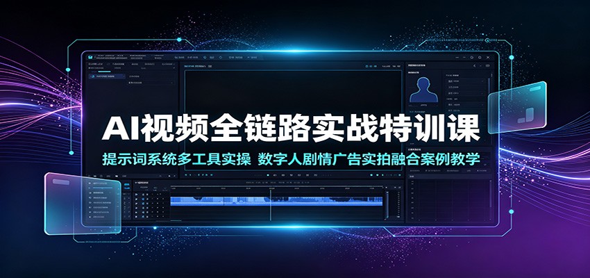 AI视频全链路实战特训课：提示词系统多工具实操，数字人剧情广告实拍融合案例教学-课程网