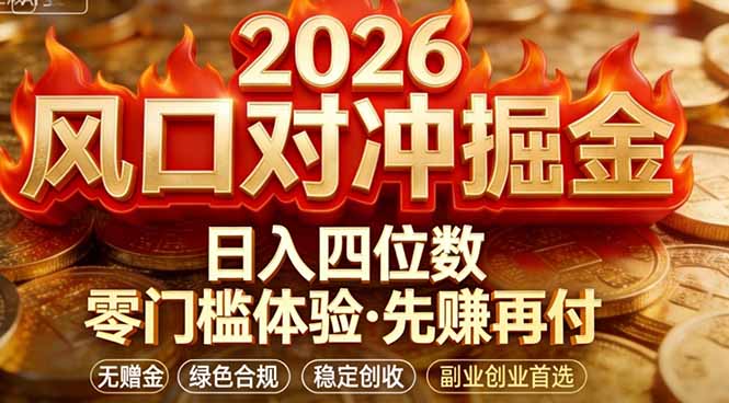 2026美金对冲套利，无赠金对冲策略保驾护航，低门槛易上手实操。单人单日收益2000+-课程网