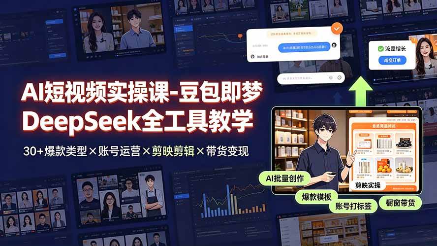 （19261期）AI短视频实操课-豆包即梦DeepSeek全工具教学 | 30+爆款类型×账号运营×剪映剪辑×带货变现。-课程网