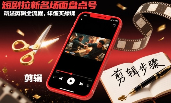 短剧拉新名场面盘点号玩法剪辑全流程，详细实操课-课程网