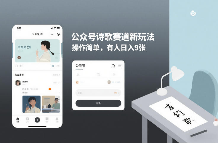 公众号诗歌赛道新玩法，操作简单，有人日入9张-课程网