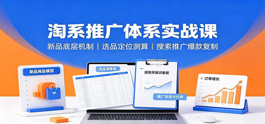 淘系推广体系实战课：新品底层机制，选品定位测算，搜索推广爆款复制-课程网