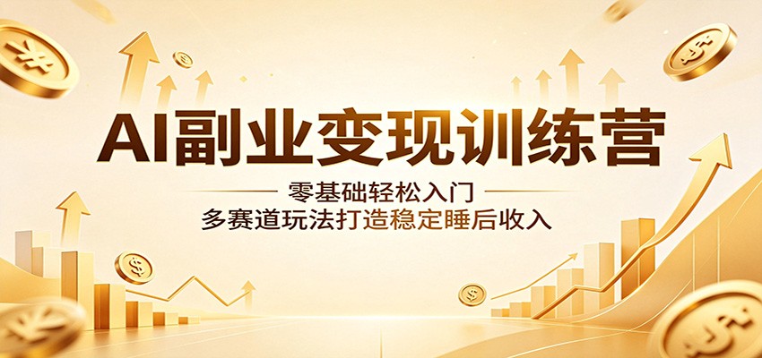 AI副业变现训练营：零基础轻松入门，多赛道玩法打造稳定睡后收入-课程网