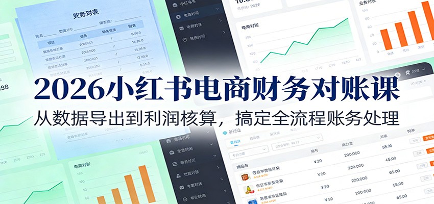 2026小红书电商财务对账课：从数据导出到利润核算，搞定全流程账务处理-课程网