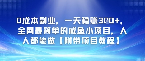 0成本副业，一天稳入3张，全网最简单的咸鱼小项目，人人都能做【附带项目教程】-课程网
