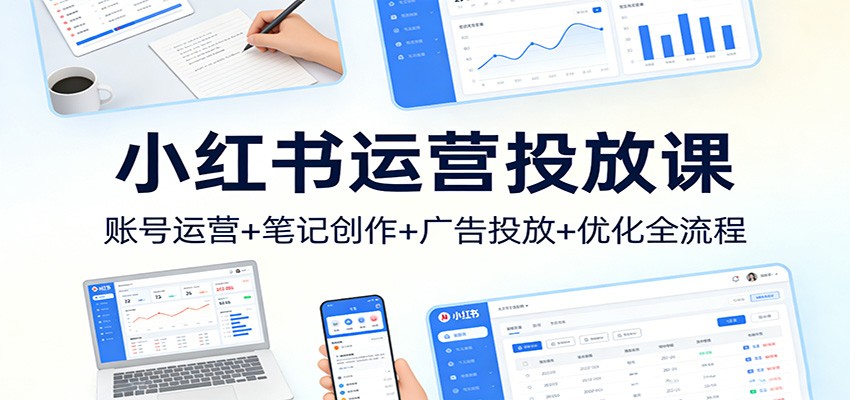 小红书运营投放课：账号运营+笔记创作+广告投放+优化全流程-课程网