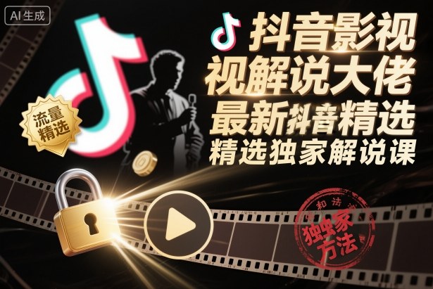 抖音影视解说大佬最新抖音进精选和独家方法，精选独家解说课（更新26年3月）-课程网