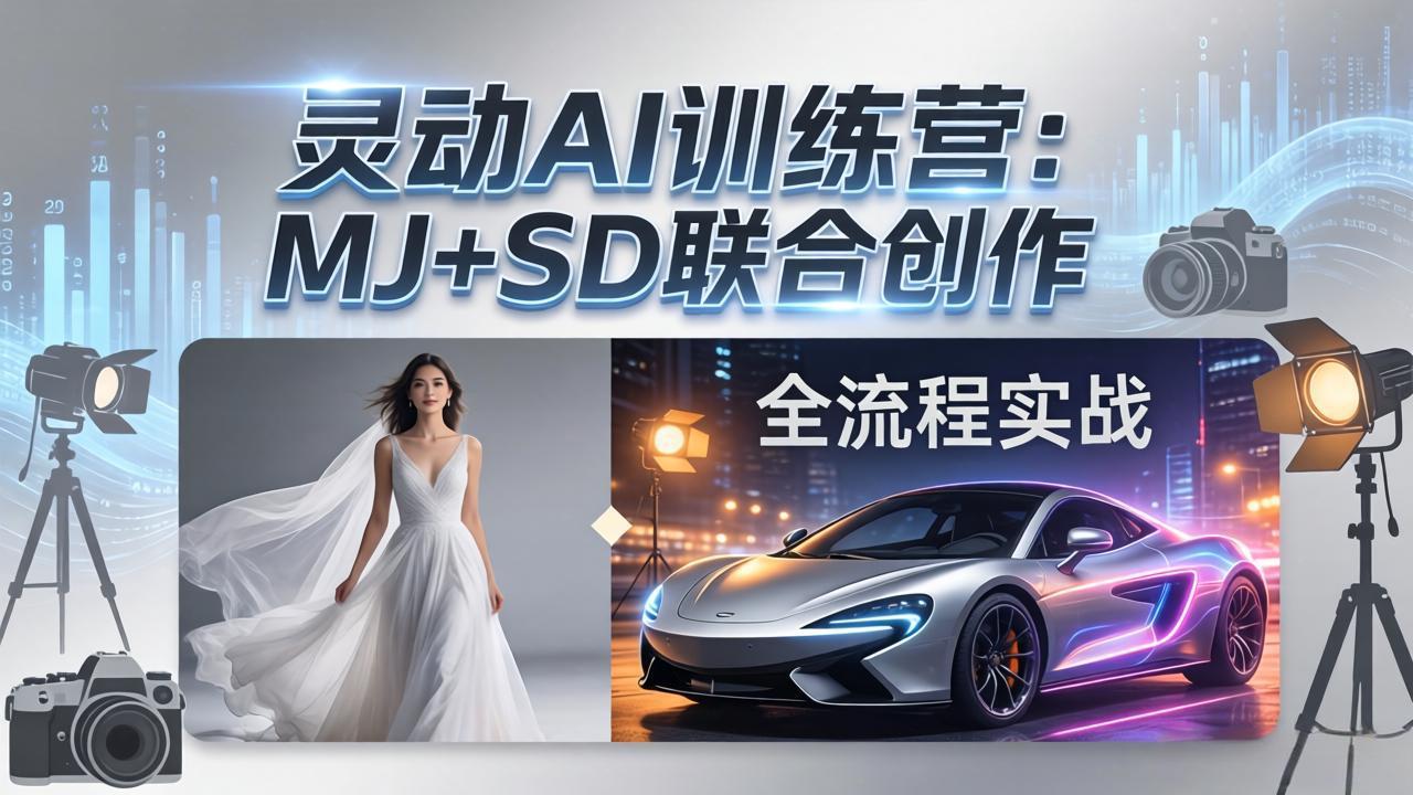 灵动AI训练营-3.0课程：MJ+SD联合创作，从婚纱大片到汽车广告，摄影后期全流程实战-课程网