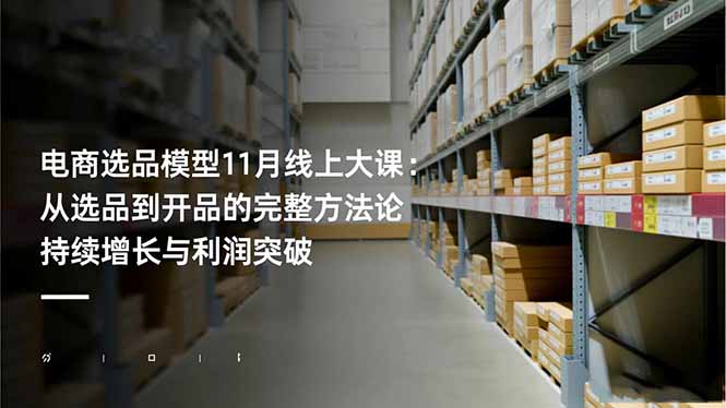电商选品模型11月线上大课：从选品到开品的完整方法论 持续增长与利润突破-课程网