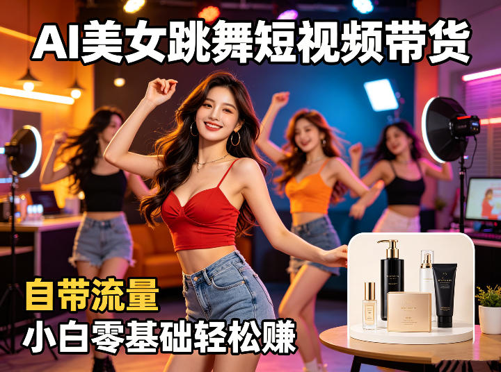 AI美女跳舞短视频带货：自带流量，小白零基础轻松賺，详细拆解-课程网
