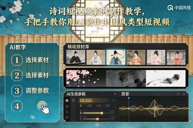 古诗词短视频案例制作教学，手把手教你用AI制作中国风类型短视频-课程网
