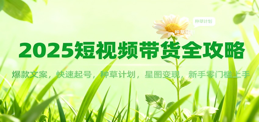 2025短视频带货全攻略：爆款文案，快速起号，种草计划，星图变现，新手零门槛上手-课程网