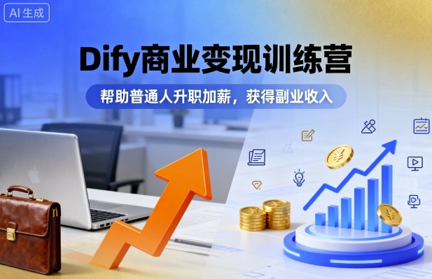 Dify商业变现训练营，帮助普通人升职加薪，获得副业收入-课程网