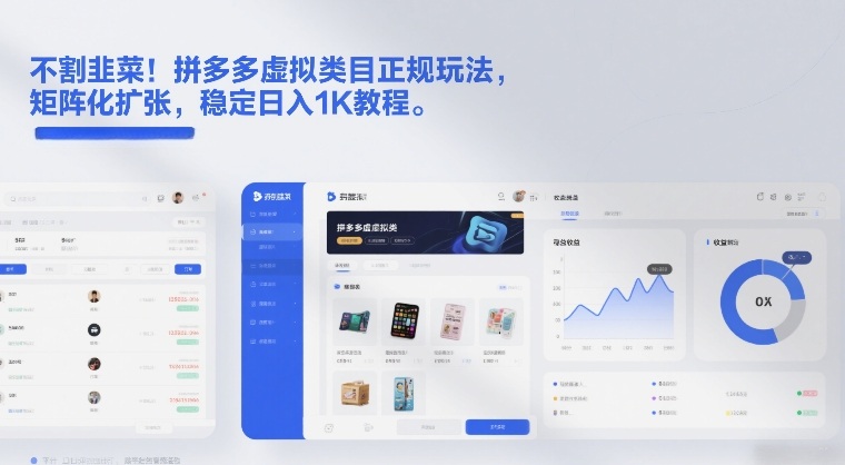 不割韭菜！拼多多虚拟类目正规玩法，矩阵化扩张，稳定日入1K教程【揭秘】-课程网