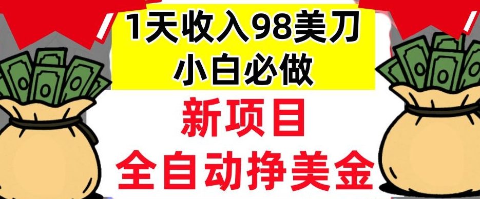 新项目，全自动挣美刀，1天收入98刀，0门槛，适合新人的被动收入（最终版本）-课程网